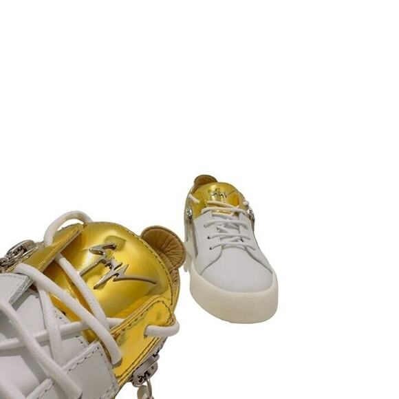 Giuseppe Zanotti White Gold Double Zip Low Top Sneakers - Picture 6 of 7